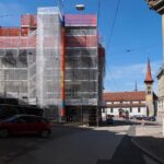 Echafaudage ville Fribourg Cathedrale