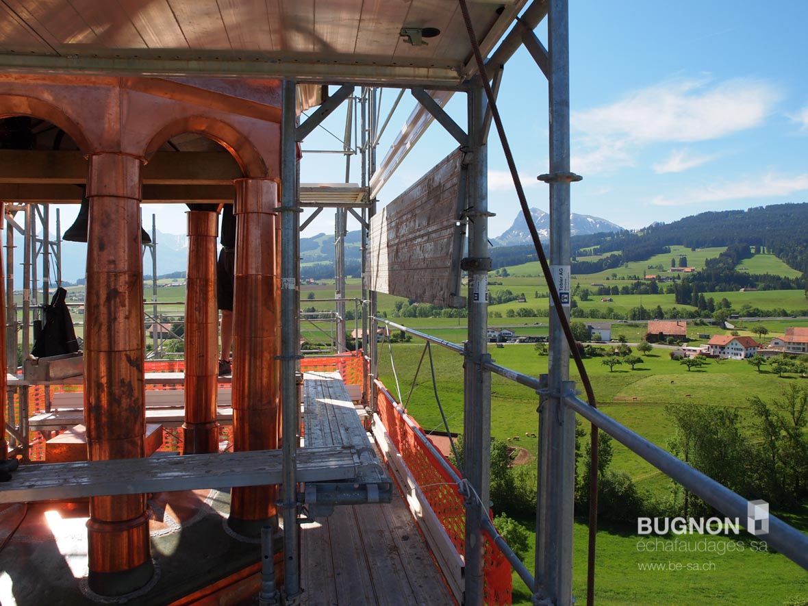 Echafaudages clocher Vaulruz Fribourg 23